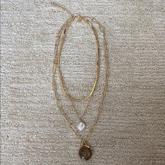 Express Pendant Pearl Paperclip Layered Necklace - Picture 2 of 5